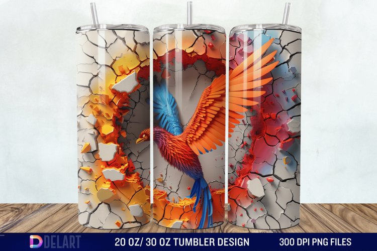 3D Phoenix Cracked Hole Tumbler Wrap example image 1
