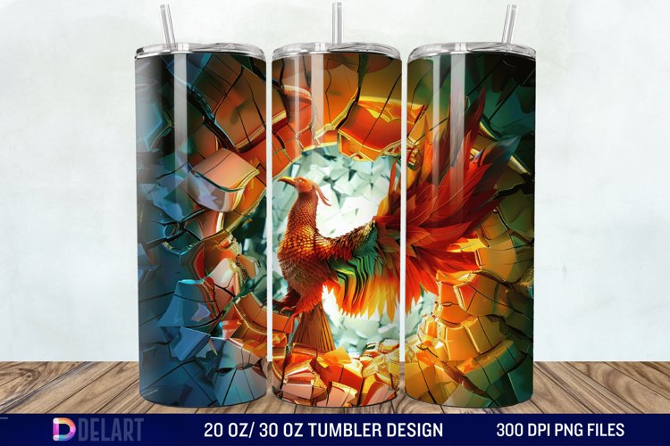 3D Phoenix Cracked Hole Tumbler Wrap example image 1