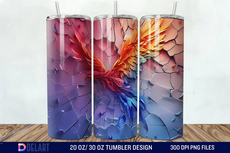 3D Phoenix Cracked Hole Tumbler Wrap