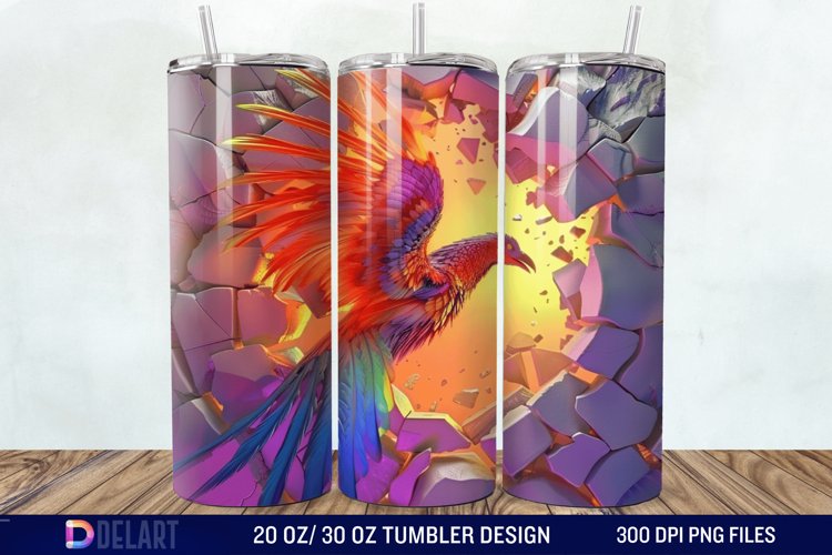 3D Phoenix Cracked Hole Tumbler Wrap example image 1