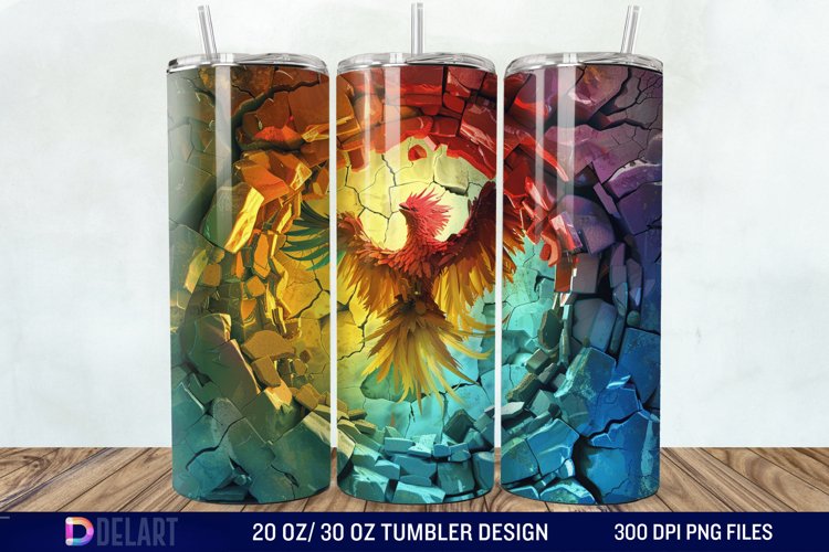 3D Phoenix Cracked Hole Tumbler Wrap example image 1