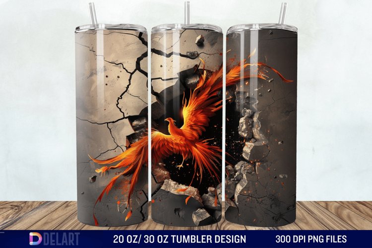 3D Phoenix Cracked Hole Tumbler Wrap example image 1
