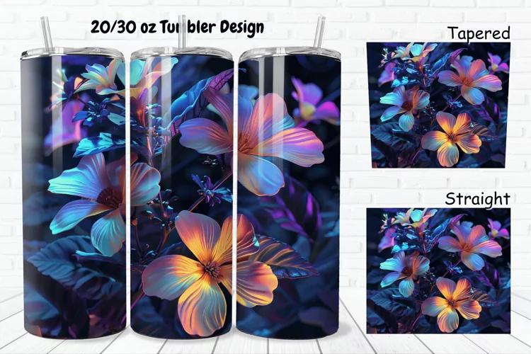 3D Phosphorescent Floral 20/30oz Skinny Tumbler