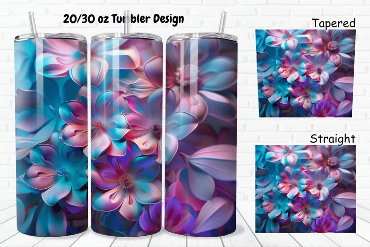 3D Phosphorescent Floral 20/30oz Skinny Tumbler