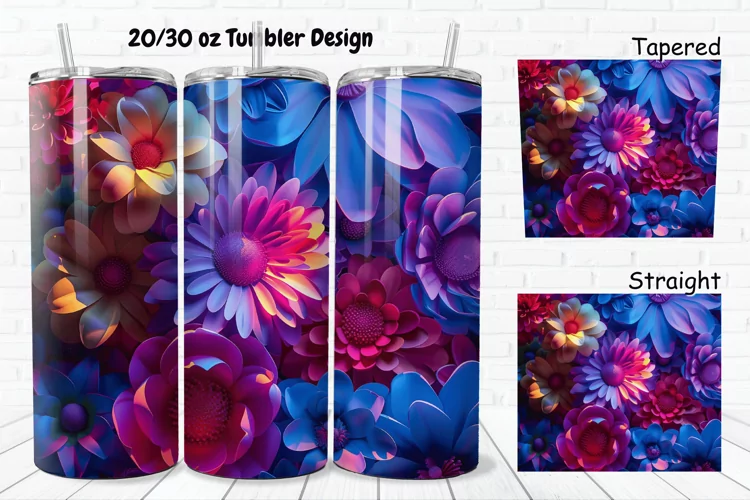 3D Phosphorescent Floral 20/30oz Skinny Tumbler