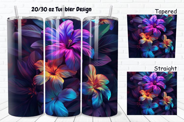 3D Phosphorescent Floral 20/30oz Skinny Tumbler