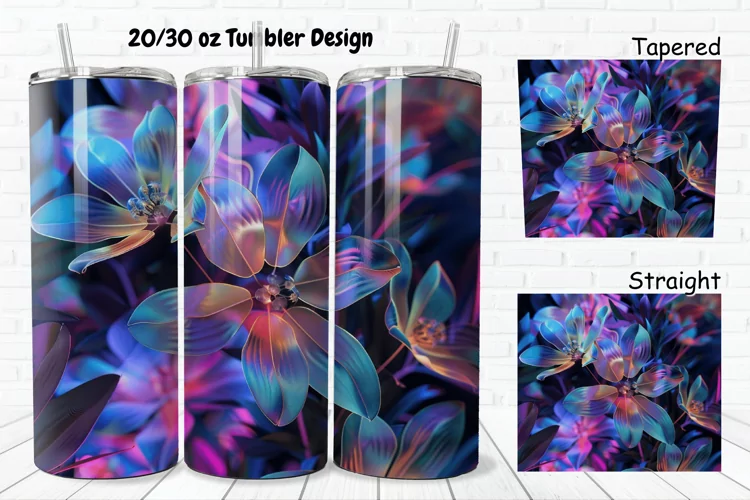 3D Phosphorescent Floral 20/30oz Skinny Tumbler