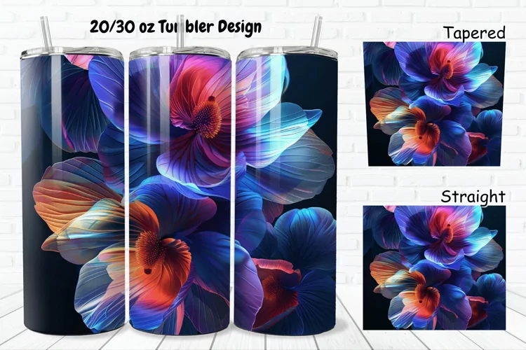 3D Phosphorescent Floral 20/30oz Skinny Tumbler