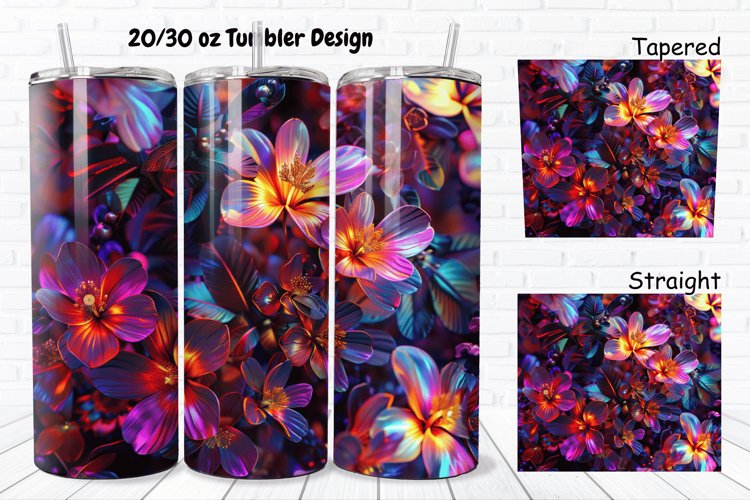 3D Phosphorescent Floral 20/30oz Skinny Tumbler example image 1