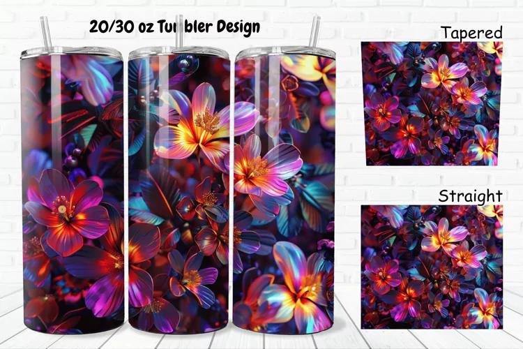 3D Phosphorescent Floral 20/30oz Skinny Tumbler