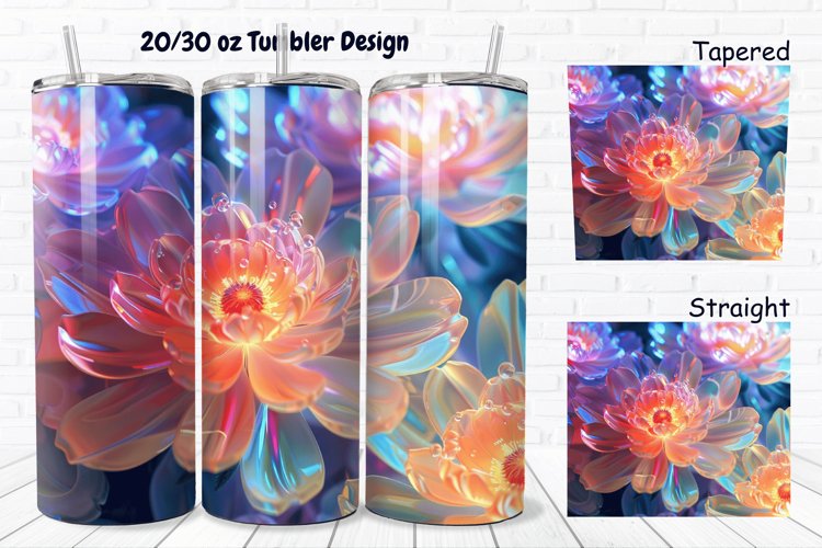 3D Phosphorescent Floral 20/30oz Skinny Tumbler example image 1