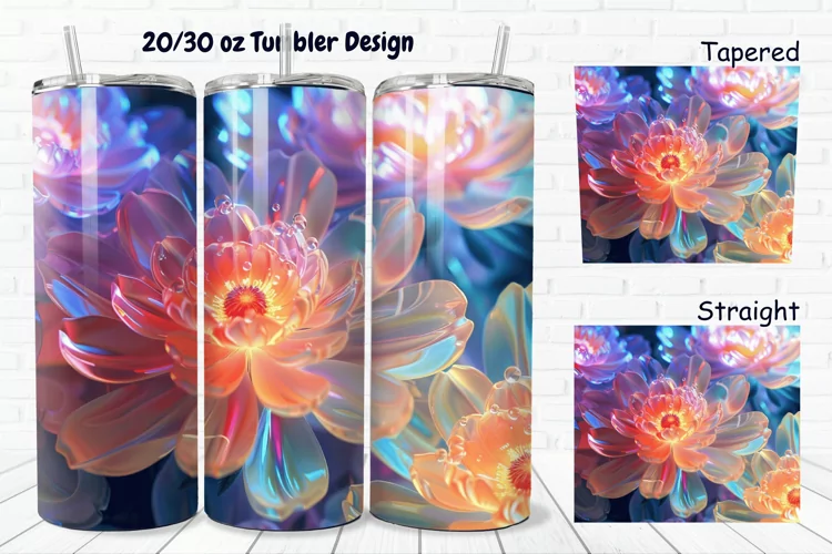 3D Phosphorescent Floral 20/30oz Skinny Tumbler
