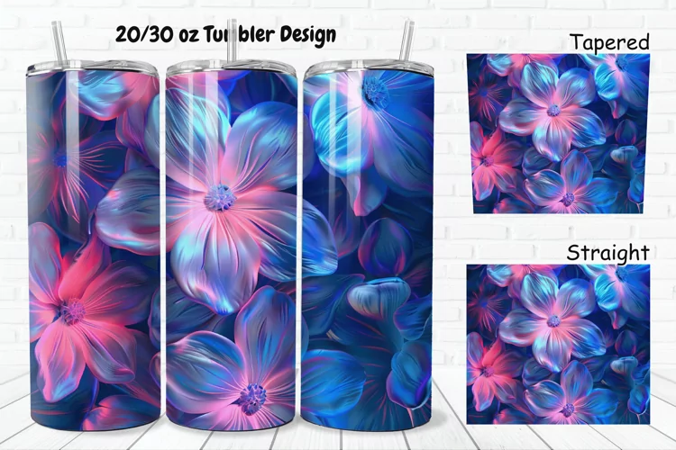3D Phosphorescent Floral 20/30oz Skinny Tumbler