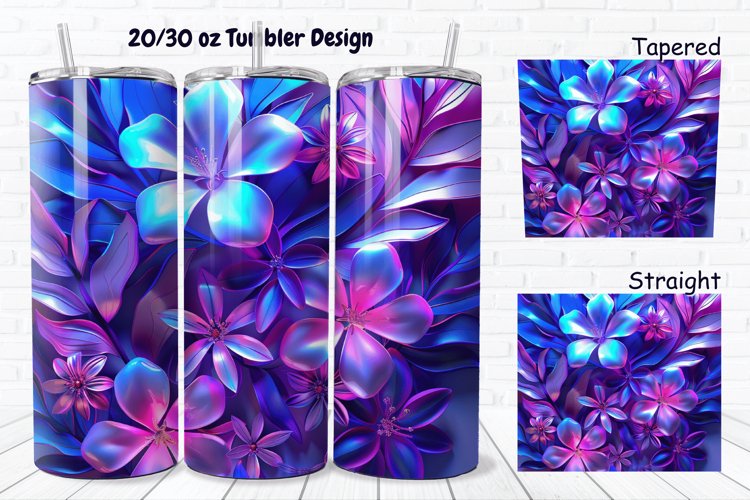 3D Phosphorescent Floral 20/30oz Skinny Tumbler example image 1