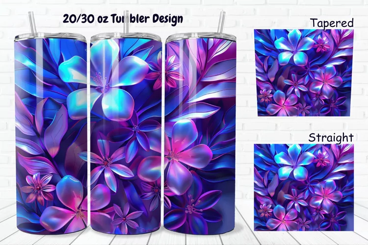 3D Phosphorescent Floral 20/30oz Skinny Tumbler