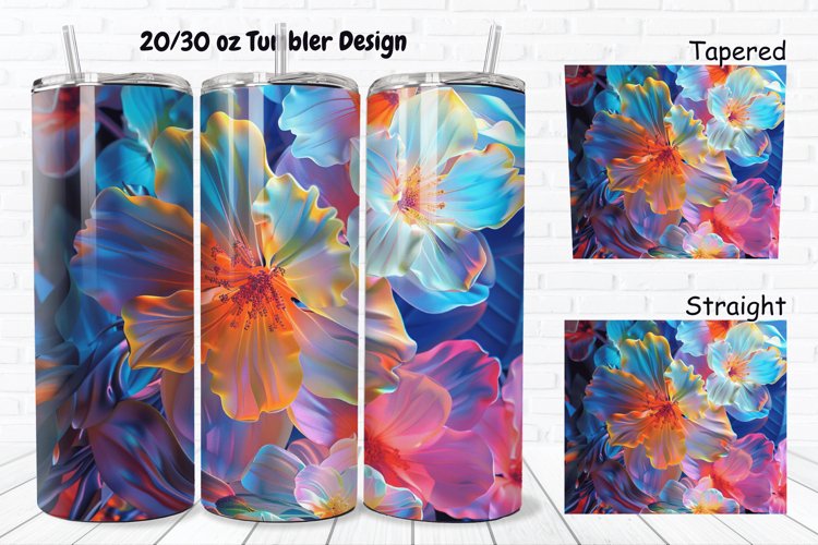 3D Phosphorescent Floral 20/30oz Skinny Tumbler example image 1