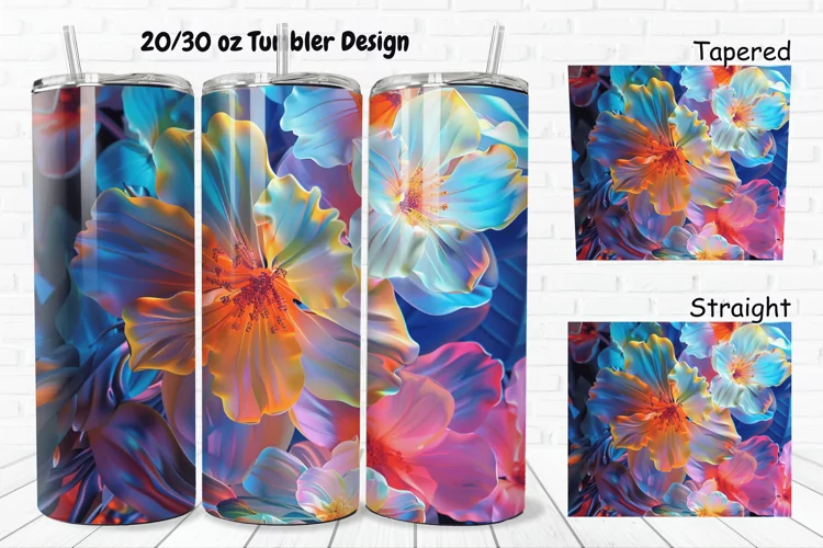 3D Phosphorescent Floral 20/30oz Skinny Tumbler