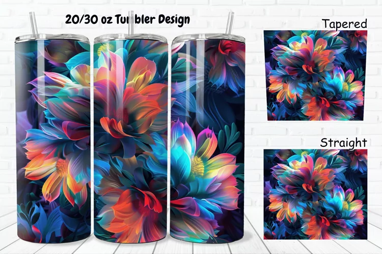 3D Phosphorescent Floral 20/30oz Skinny Tumbler