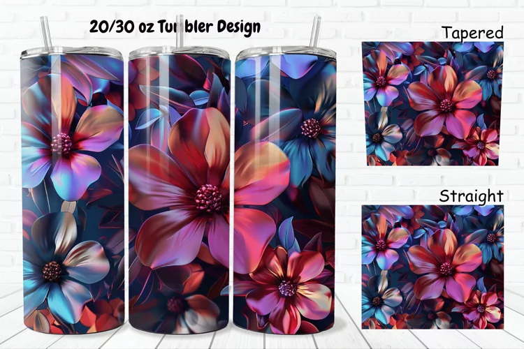 3D Phosphorescent Floral 20/30oz Skinny Tumbler