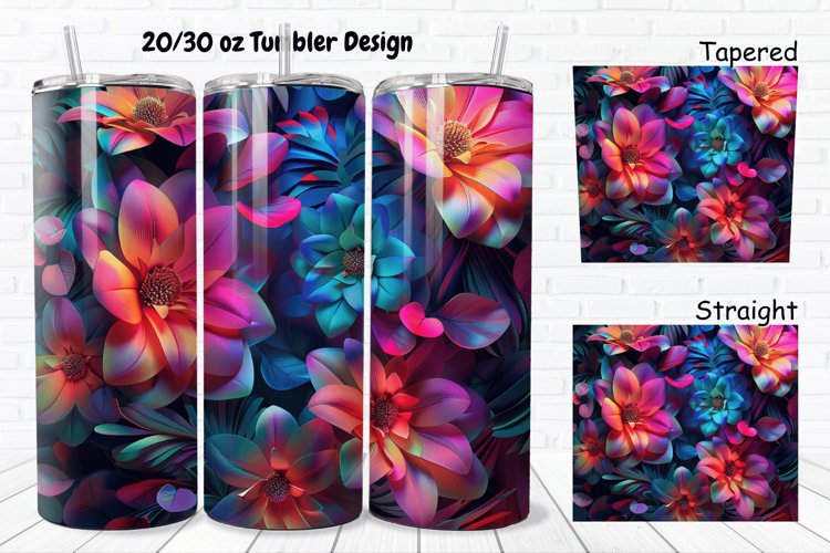 3D Phosphorescent Floral 20/30oz Skinny Tumbler example image 1
