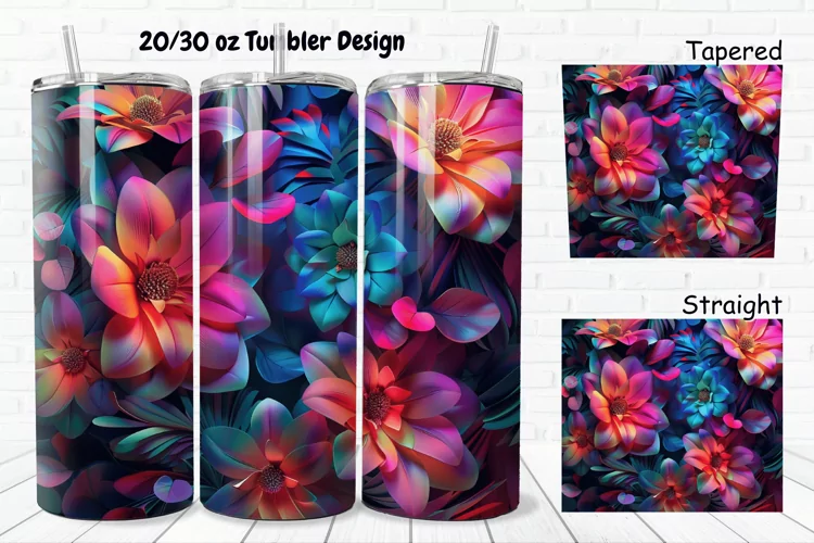 3D Phosphorescent Floral 20/30oz Skinny Tumbler