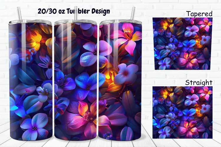 3D Phosphorescent Floral 20/30oz Skinny Tumbler