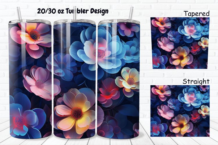 3D Phosphorescent Floral 20/30oz Skinny Tumbler