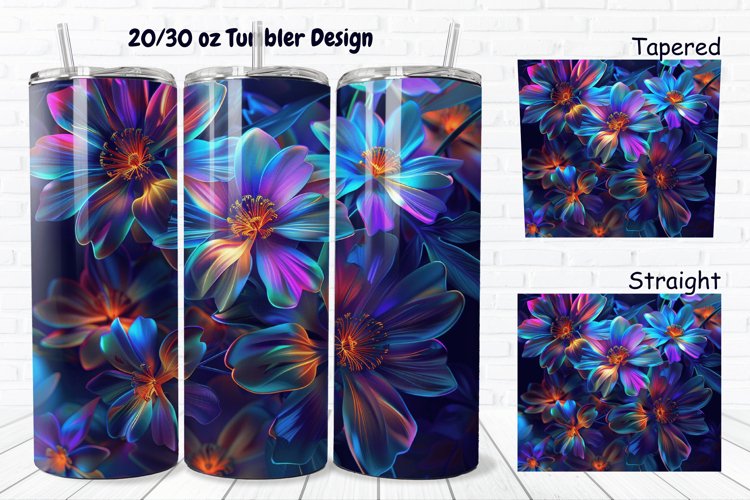 3D Phosphorescent Floral 20/30oz Skinny Tumbler