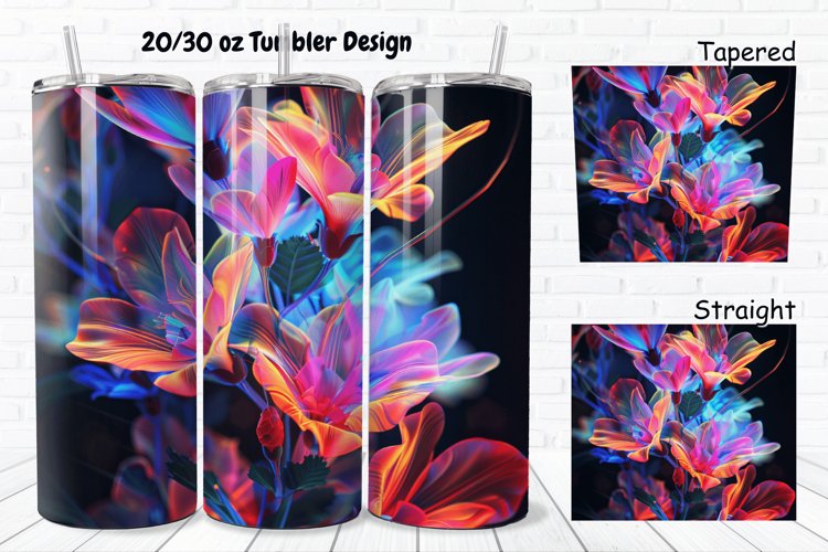 3D Phosphorescent Floral 20/30oz Skinny Tumbler