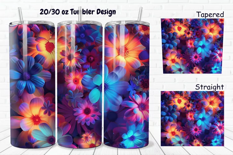 3D Phosphorescent Floral 20/30oz Skinny Tumbler