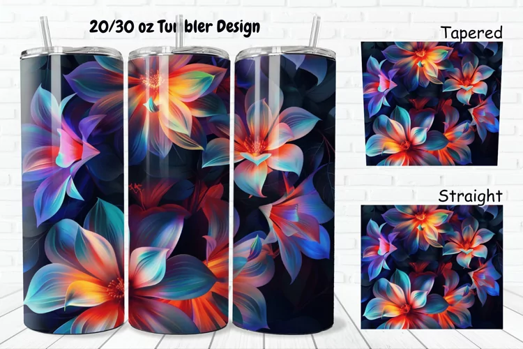 3D Phosphorescent Floral 20/30oz Skinny Tumbler