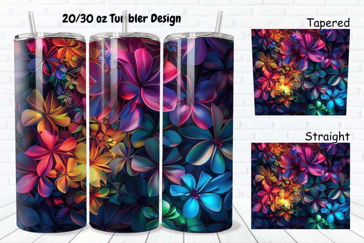 3D Phosphorescent Floral 20/30oz Skinny Tumbler example image 1