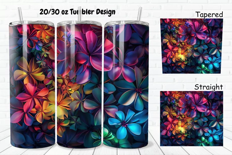 3D Phosphorescent Floral 20/30oz Skinny Tumbler