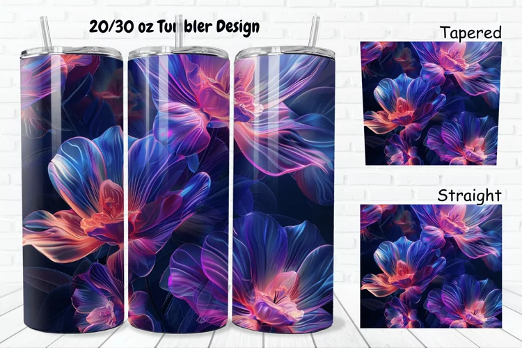 3D Phosphorescent Floral 20/30oz Skinny Tumbler