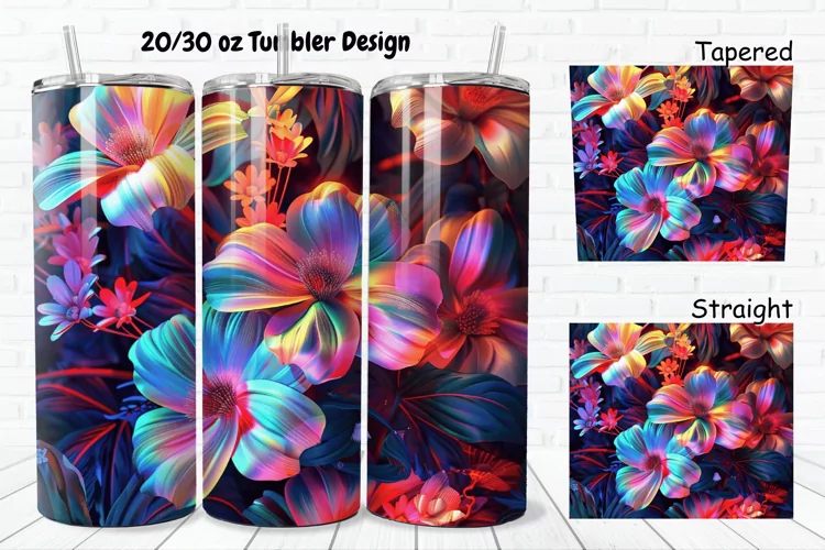 3D Phosphorescent Floral 20/30oz Skinny Tumbler