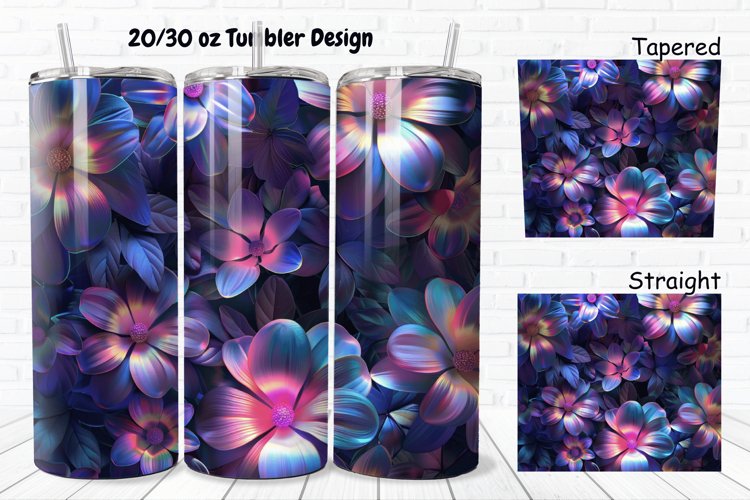 3D Phosphorescent Floral 20/30oz Skinny Tumbler example image 1