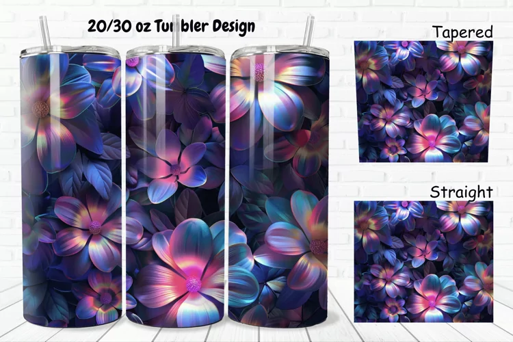 3D Phosphorescent Floral 20/30oz Skinny Tumbler