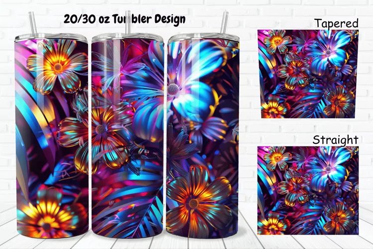 3D Phosphorescent Floral 20/30oz Skinny Tumbler