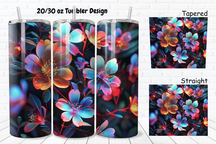 3D Phosphorescent Floral 20/30oz Skinny Tumbler