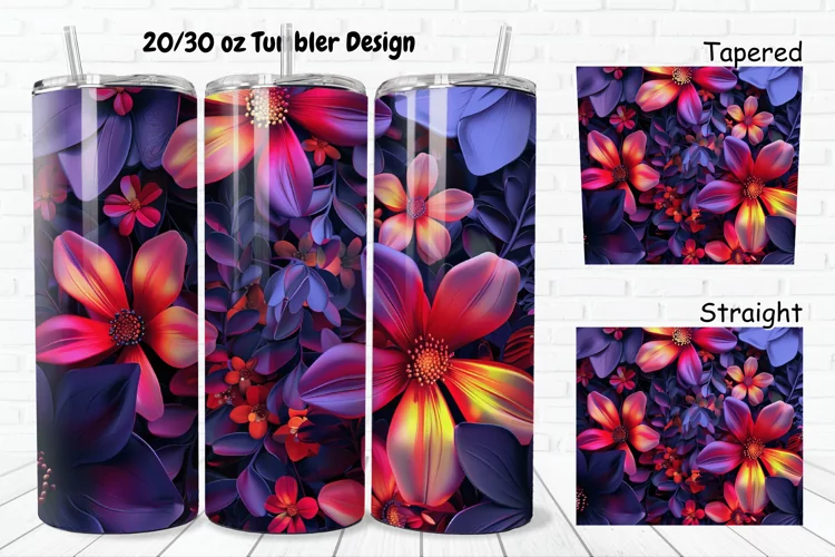 3D Phosphorescent Floral 20/30oz Skinny Tumbler
