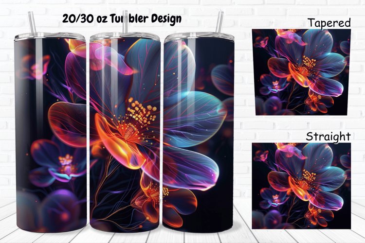 3D Phosphorescent Floral 20/30oz Skinny Tumbler