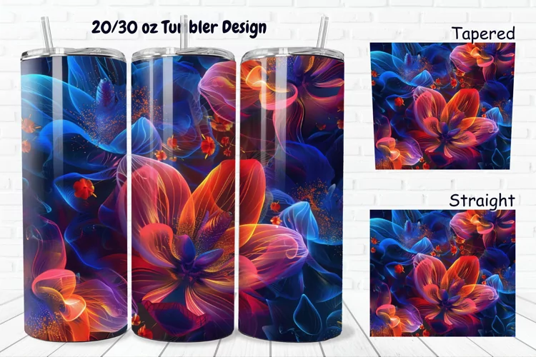 3D Phosphorescent Floral 20/30oz Skinny Tumbler