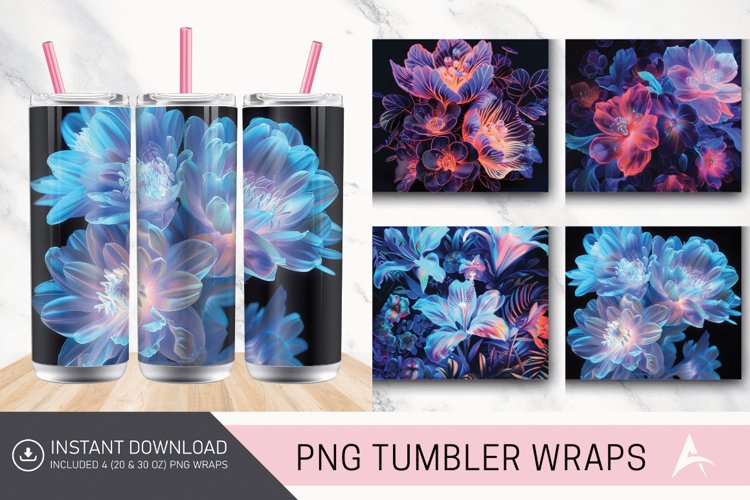 3D Phosphorescent Floral Tumbler wrap example image 1