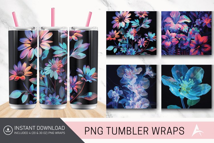 3D Phosphorescent Floral Tumbler wrap example image 1
