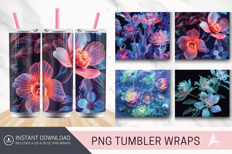 3D Phosphorescent Floral Tumbler wrap example image 1