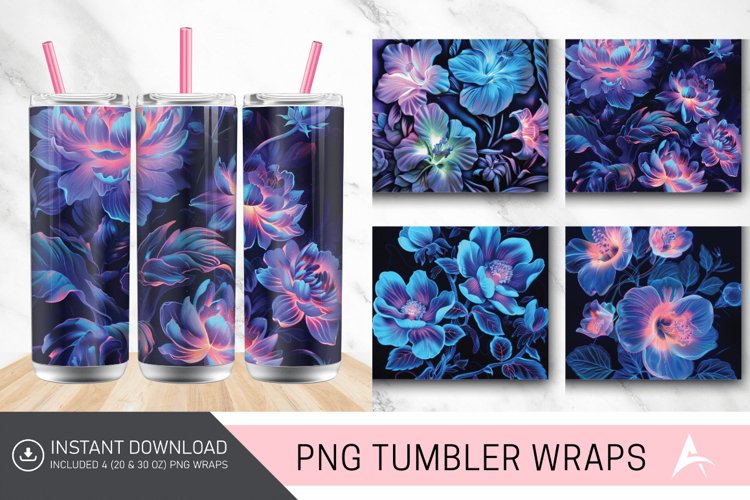 3D Phosphorescent Floral Tumbler wrap example image 1