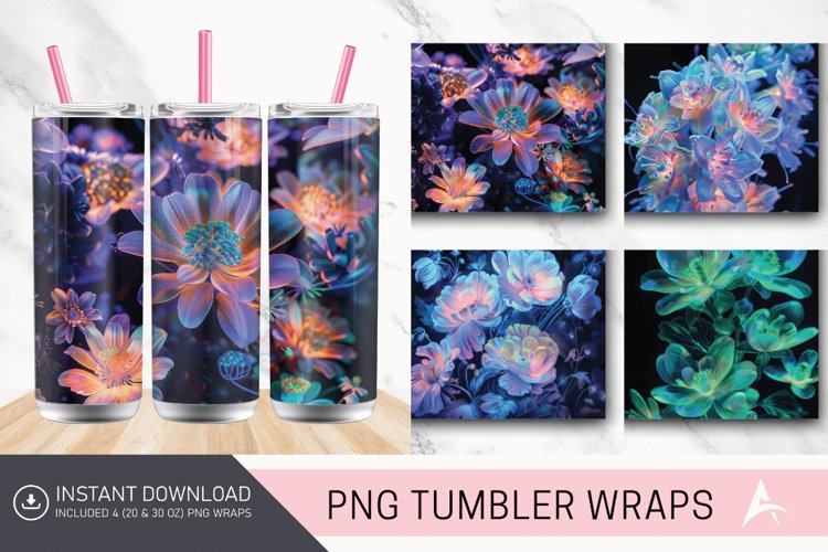 3D Phosphorescent Floral Tumbler wrap example image 1