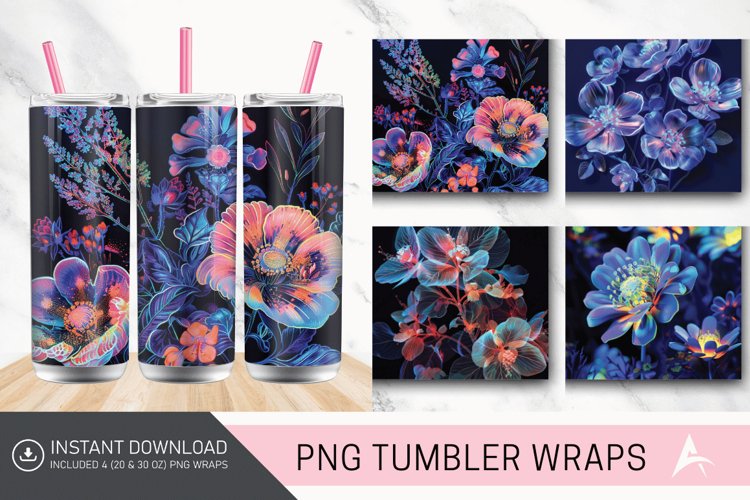 3D Phosphorescent Floral Tumbler wrap example image 1