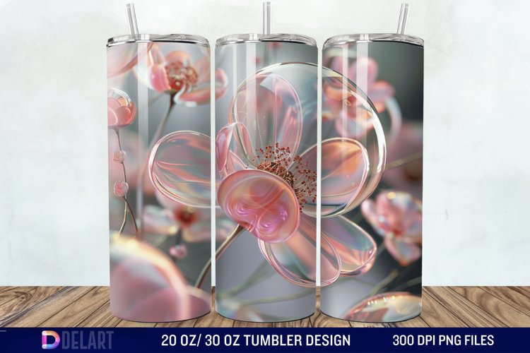3D Pink Bubble Flowers Tumbler Wrap example image 1
