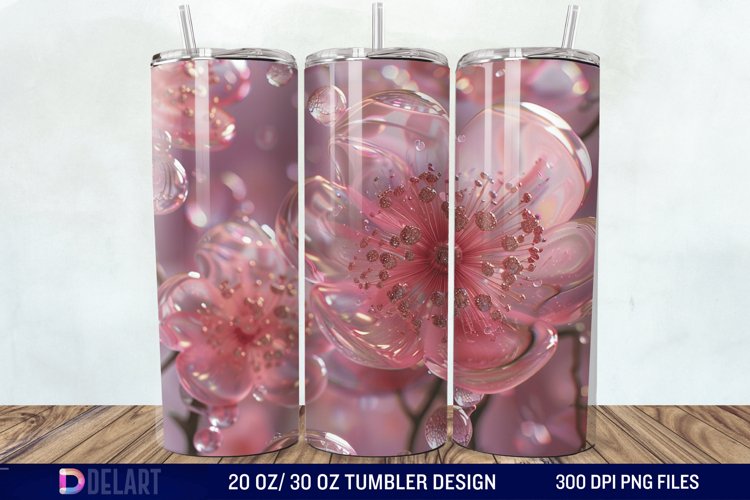 3D Pink Bubble Flowers Tumbler Wrap example image 1